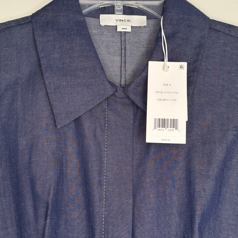 NWT: Vince Denim Shirt Midi Dress - current Season - Picture 13 of 15